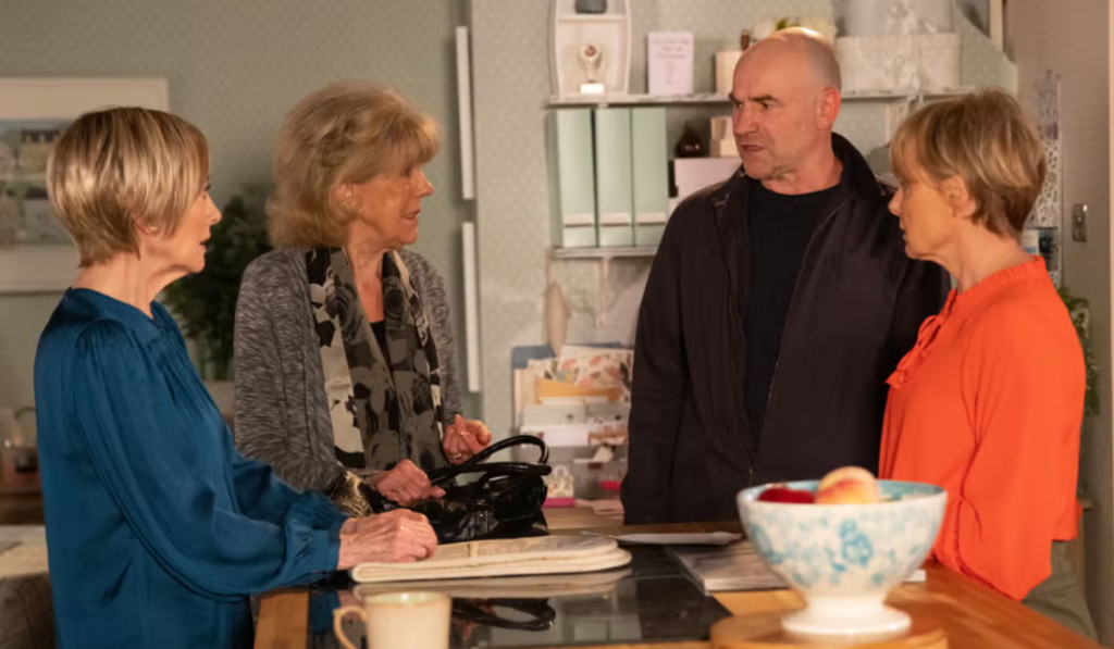Coronation Street Paula Wilcox with Sally and Tim