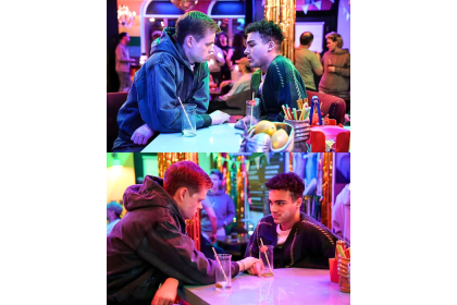 Oscar Branning with the twins in Eastenders