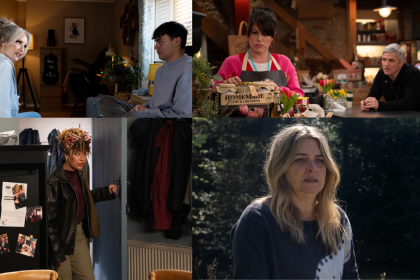 Emmerdale: Lewis. Charity, Serena, Kerry, Caleb
