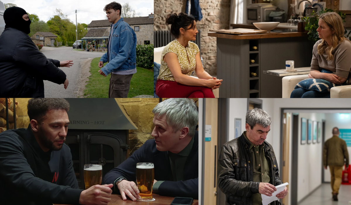 Emmerdale: Cain-Manpreet-Charity.-Billy-Caleb-Lewis