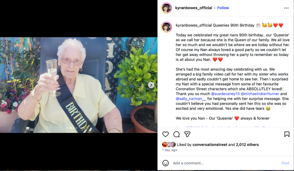 Coronation Street Star Kyran Bowes' Great Nan