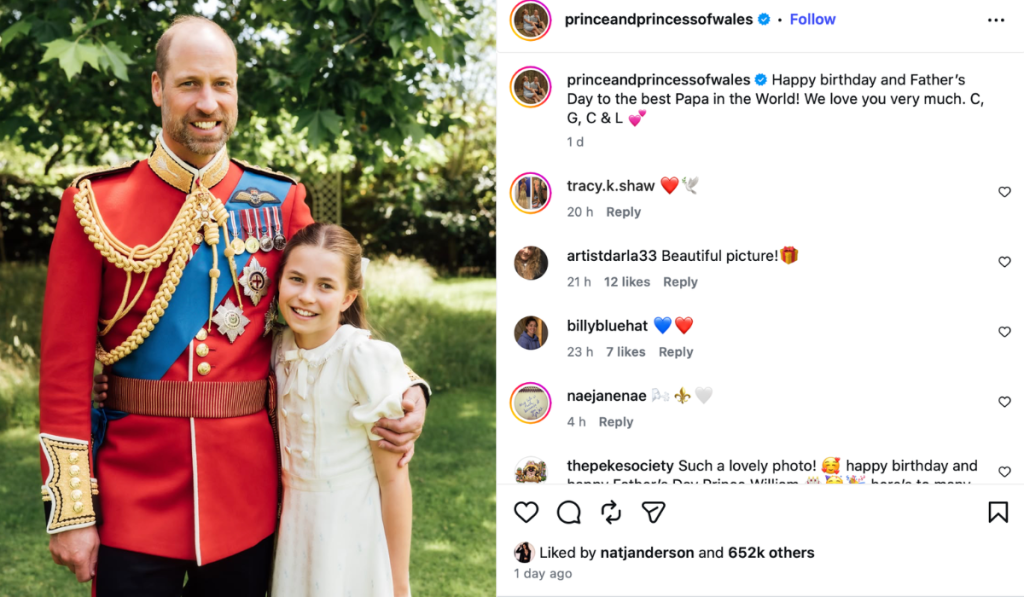 Royal family's Instagram post