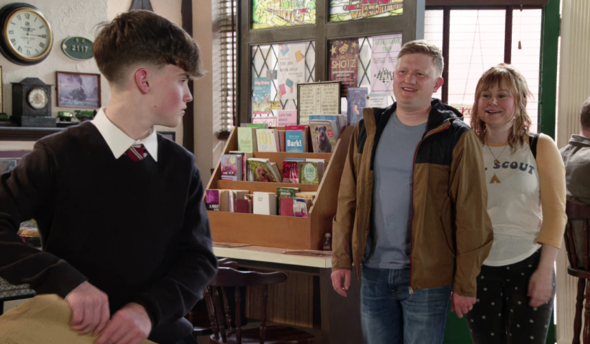 Joseph, Chesney and Gemma in Coronation Street